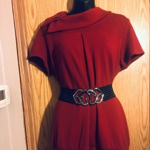EUC short sleeved red sweater dress
